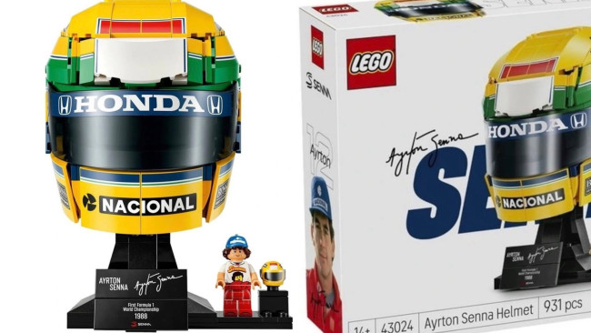 Gambar pertama dari set LEGO F1 berikutnya: helm kuning ikonik milik Ayrton Senna dengan Honda-McLaren
